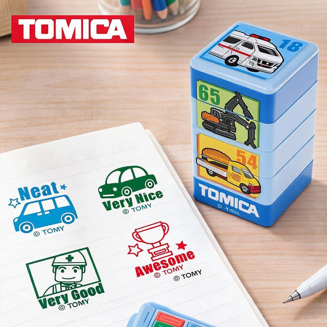 Tomica 4合1原子印 文具公仔印章