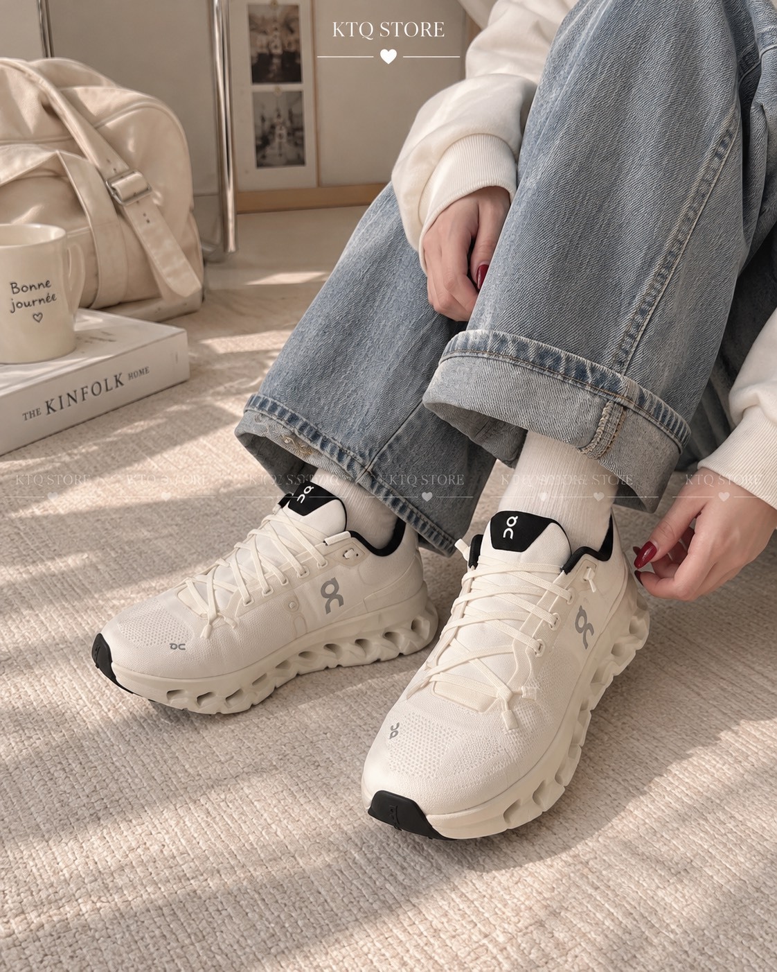 KTQ STORE ‧On Cloudtilt WMNS Pearl/Ice 簡約舒適 輕便減震 低幫休閒城市通勤跑步鞋 女款 米白色3WE10052531