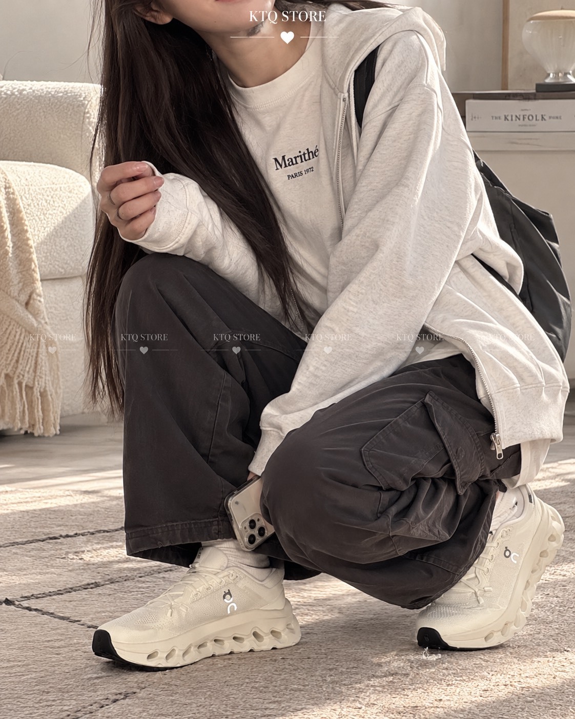 KTQ STORE ‧On Cloudtilt WMNS Pearl/Ice 簡約舒適 輕便減震 低幫休閒城市通勤跑步鞋 女款 米白色3WE10052531