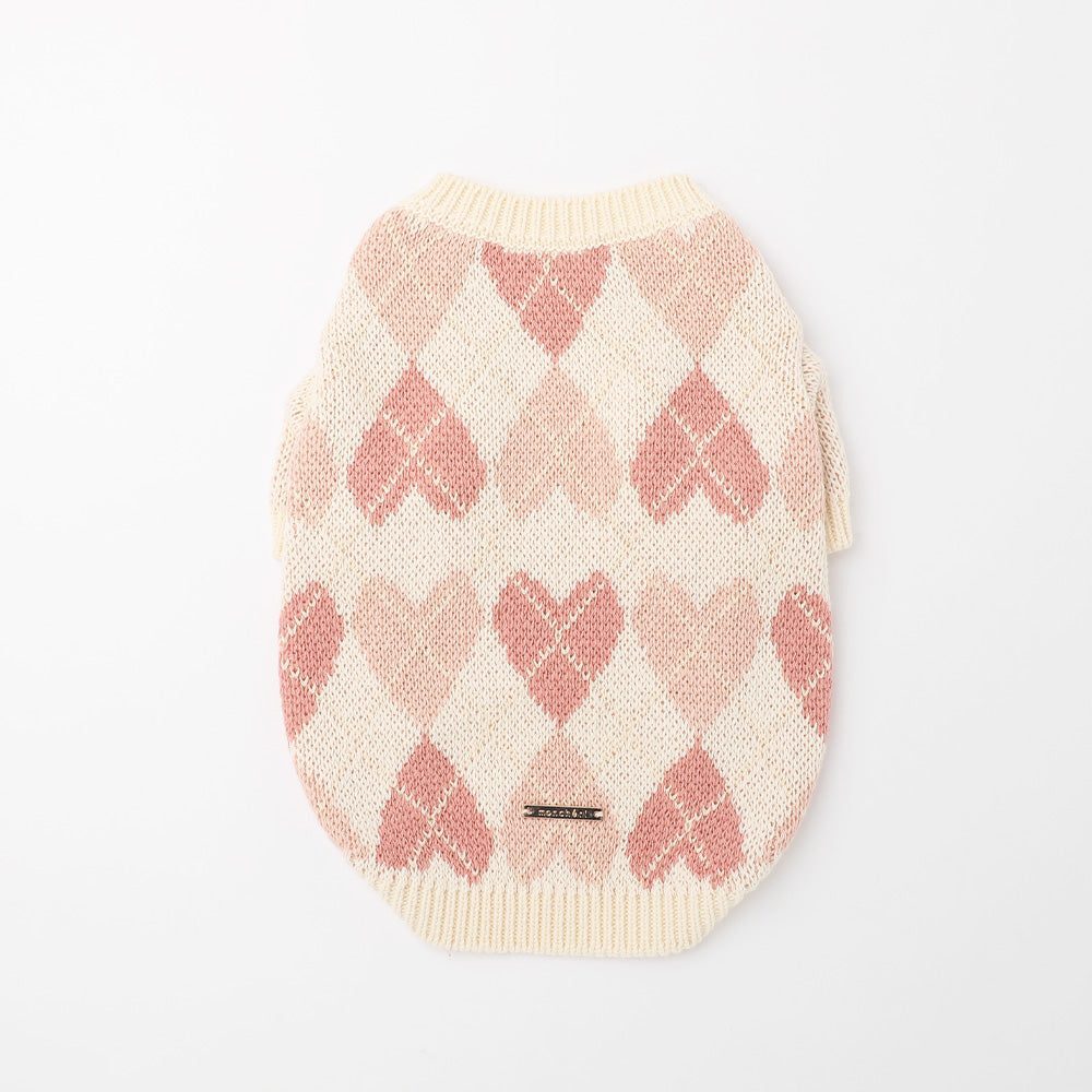 【Moncheri】Heart Argyle Knit Top