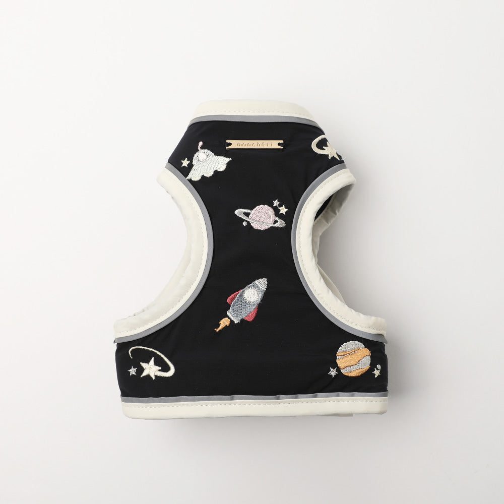【Moncheri】宇宙刺繡反光胸背帶連牽繩套裝