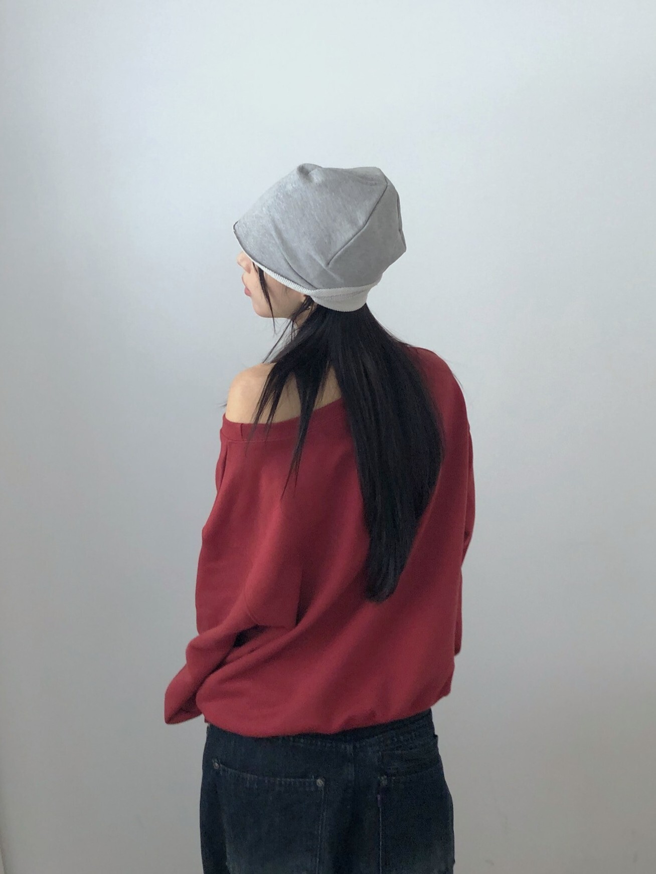 韓國 基礎 素色 針織 捲邊 毛帽