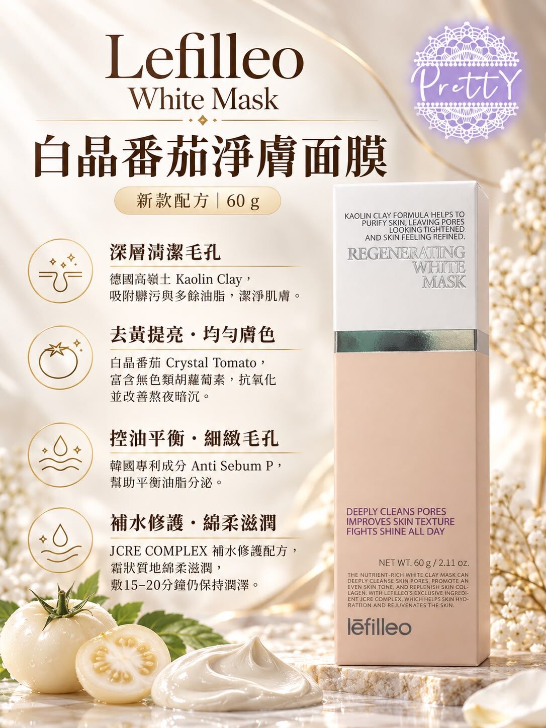 UT25 Lefilleo white mask 60g（新款白晶番茄）