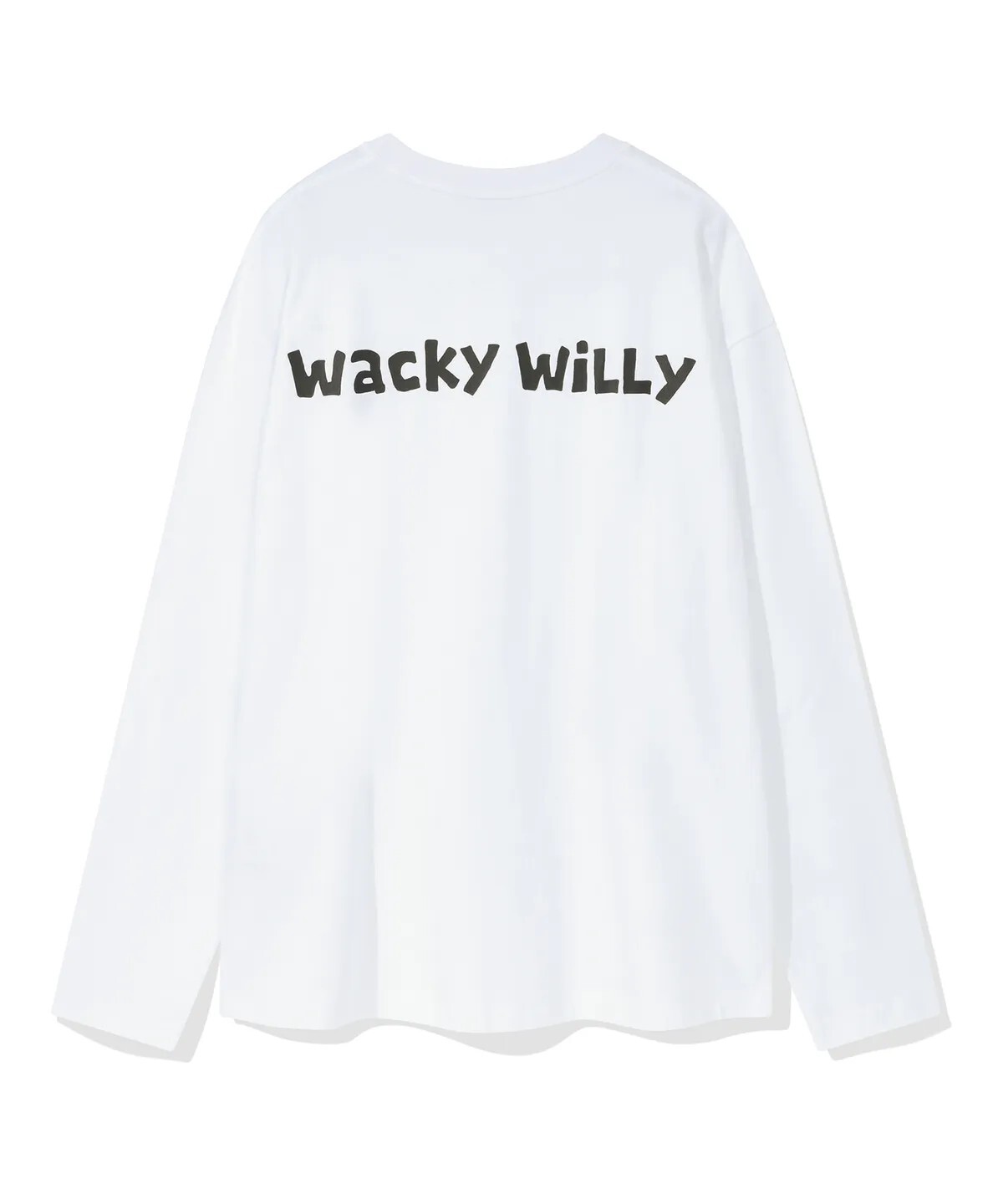 【OWN】Wacky Willy 薄長袖 圓領 衛衣 秋冬 胸前 LOGO 經典 不分男女 白色