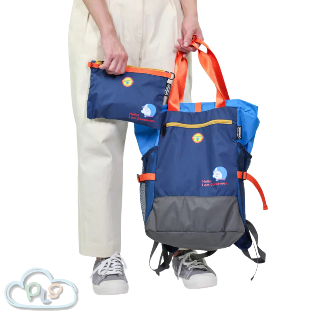 (Hello Daily) 2-Way Lightweight Backpack | Can Be Worn On One Shoulder Or The Back | Travel Backpack Doraemon Murmur Blue And Gray TFB032 #30169