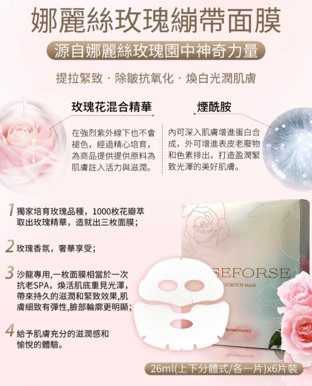 Naris CyclePlus 玫瑰精粹抗衰提拉面膜6片/盒(J2610 NA800)
