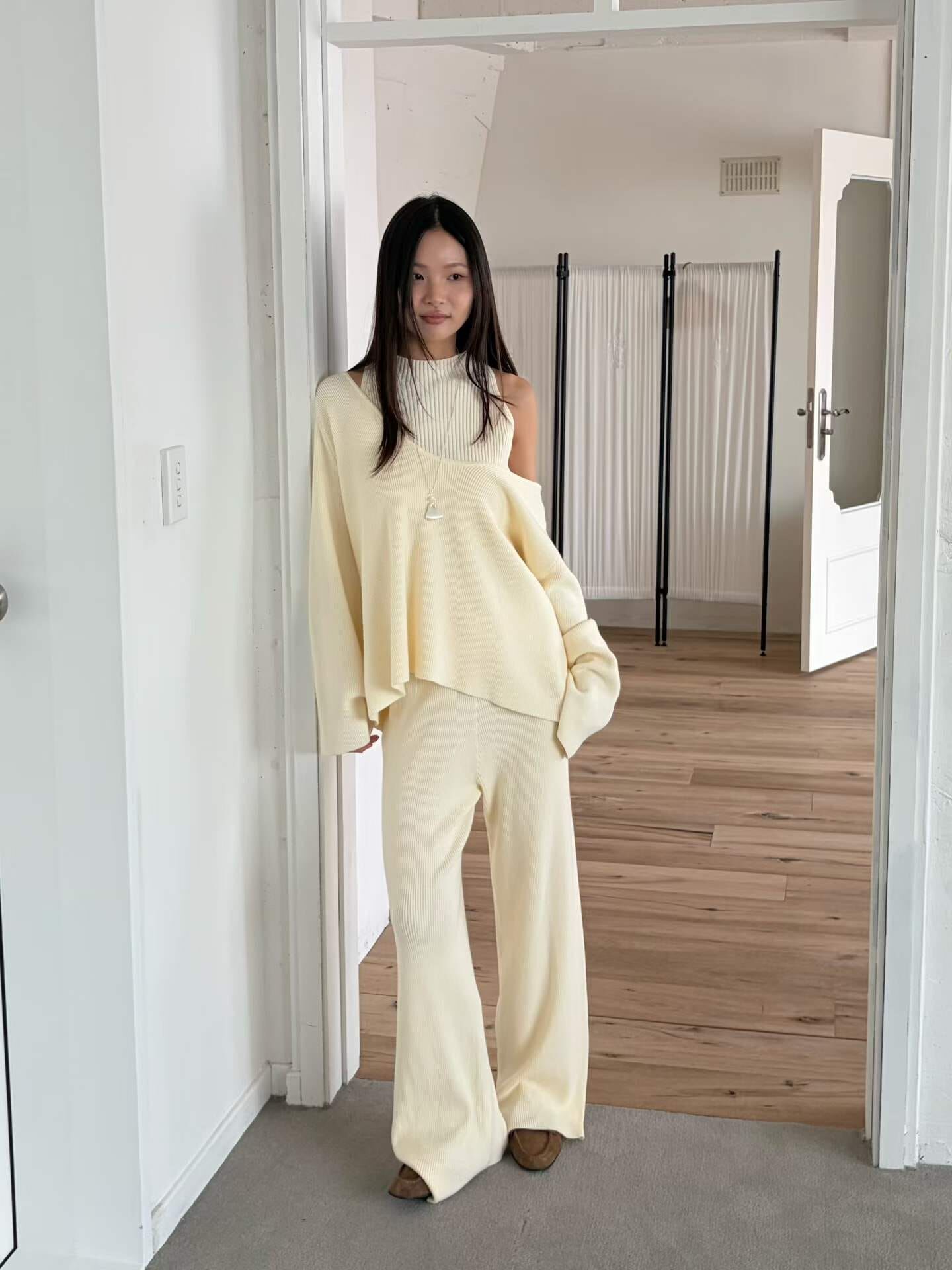 LW7208 休閒羅紋針織三件套