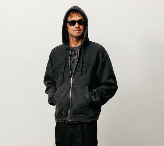 現貨|Stüssy Faded Graphic Zip Hoodie Washed Black