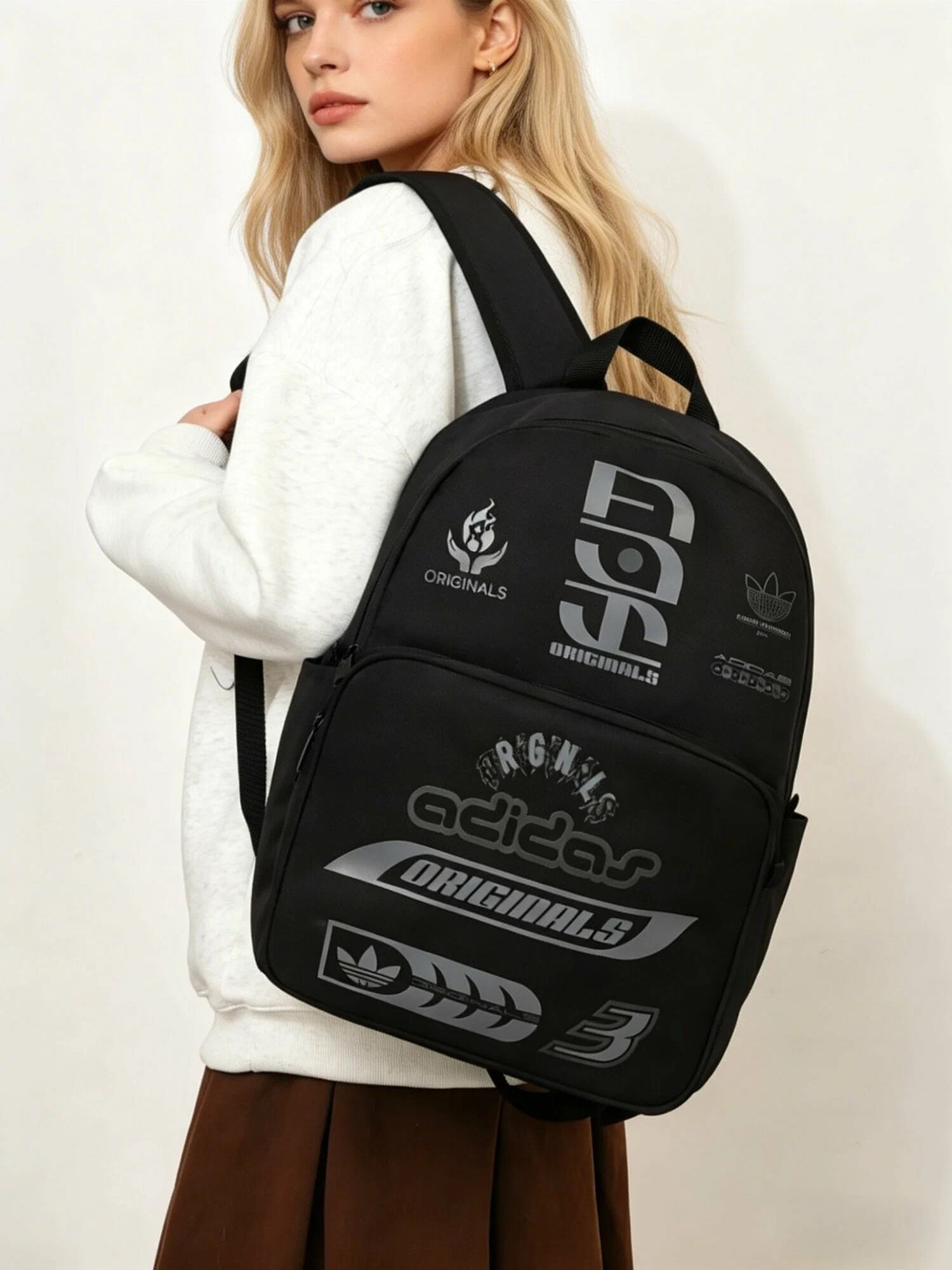 【限時優惠】ADIDAS ORIGINALS SPONSORS CLASSIC 圖騰印花後背包 黑色 JD5368
