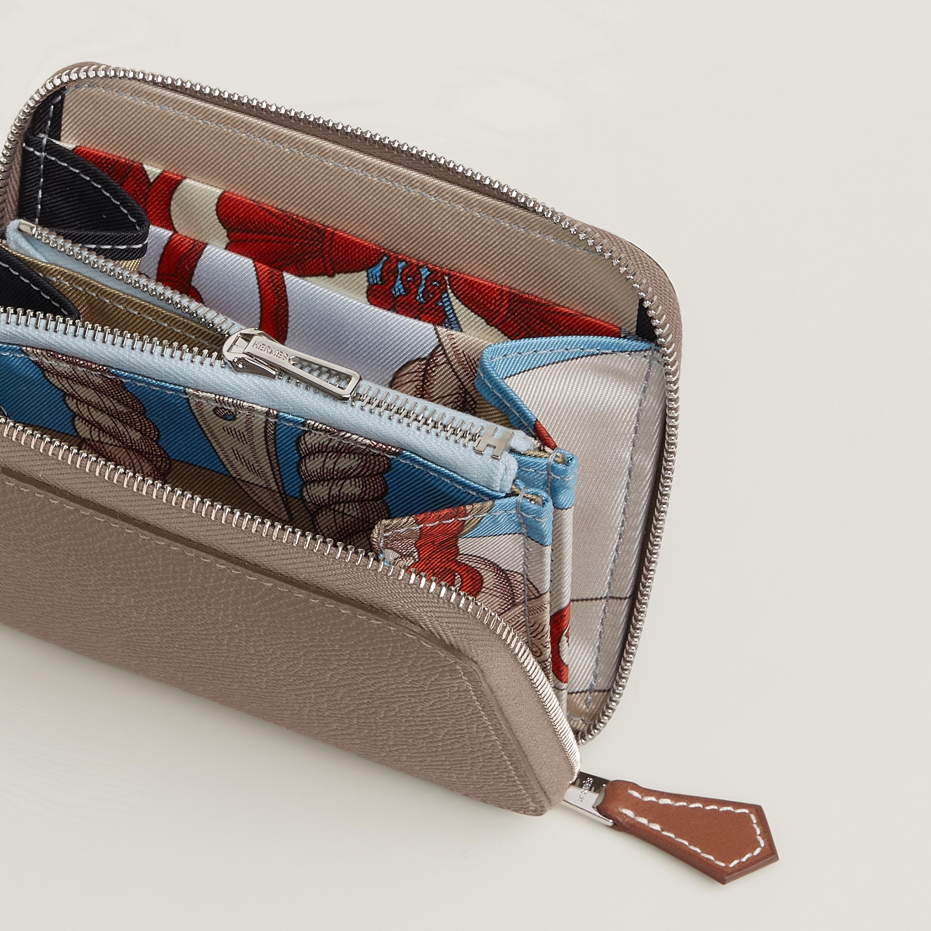 Silk'In compact wallet etoupe / bleu paradis / gris Perle