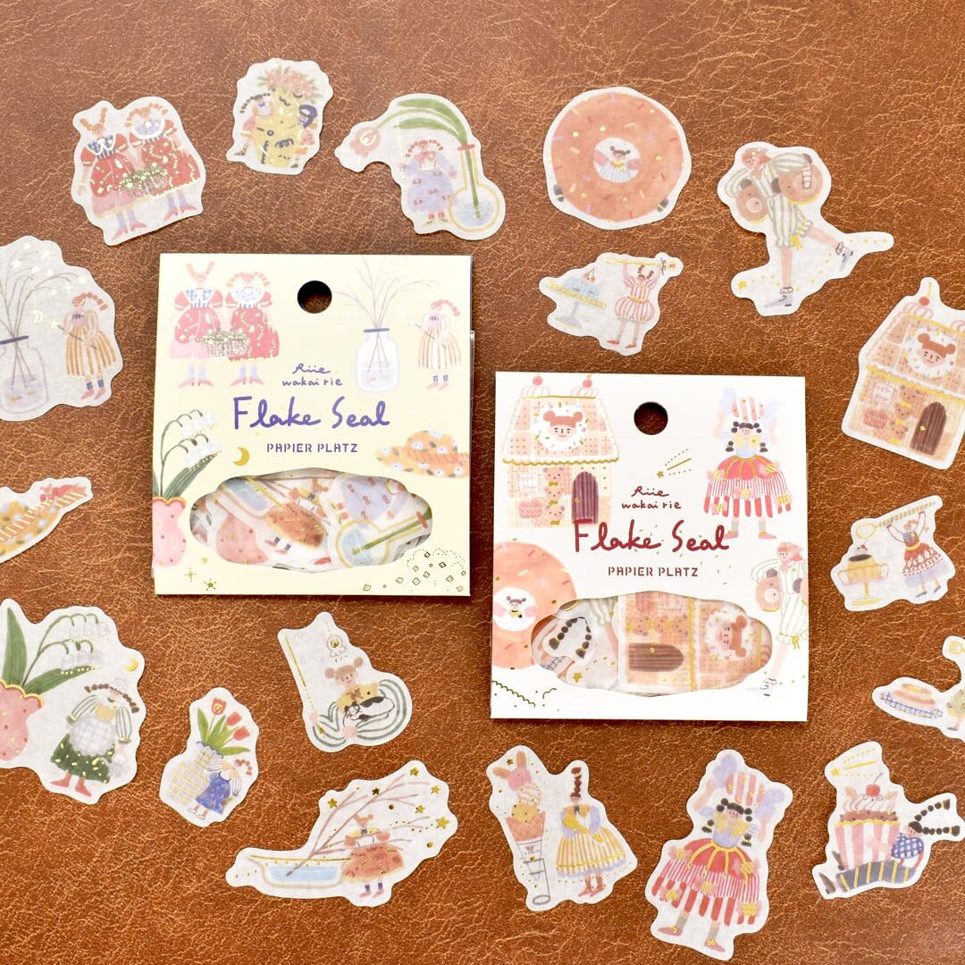 日本PAPIER PLATZ．riie_wakairie 燙金和紙貼紙包 共2款