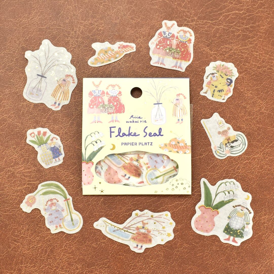 日本PAPIER PLATZ．riie_wakairie 燙金和紙貼紙包 共2款