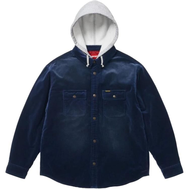 【代購】Supreme FW26 WEEK6 Quilted Lined Hooded Velvet Snap Shirt Jacket Unisex SUP-FW26-065