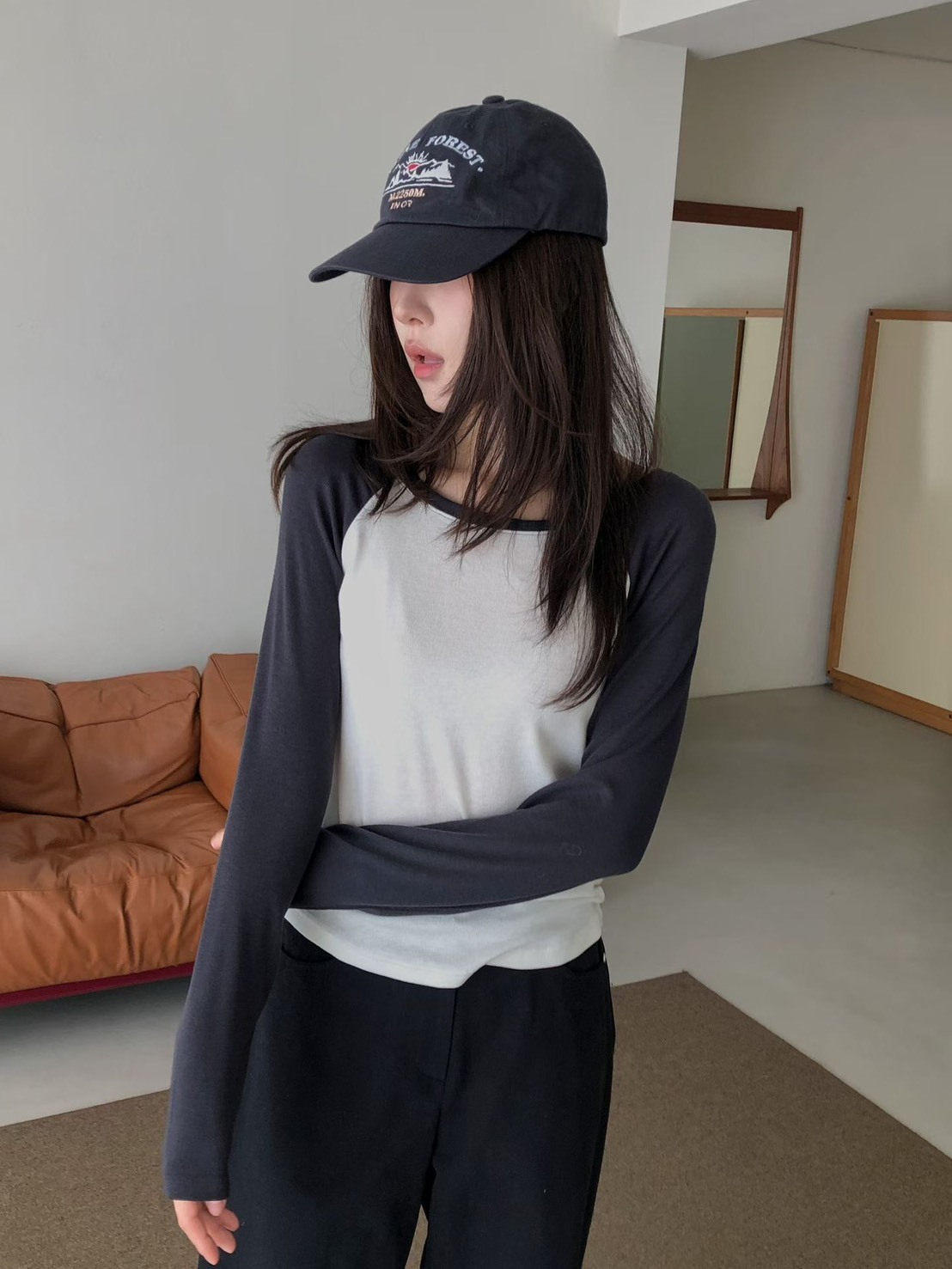 棒球白薄長袖T