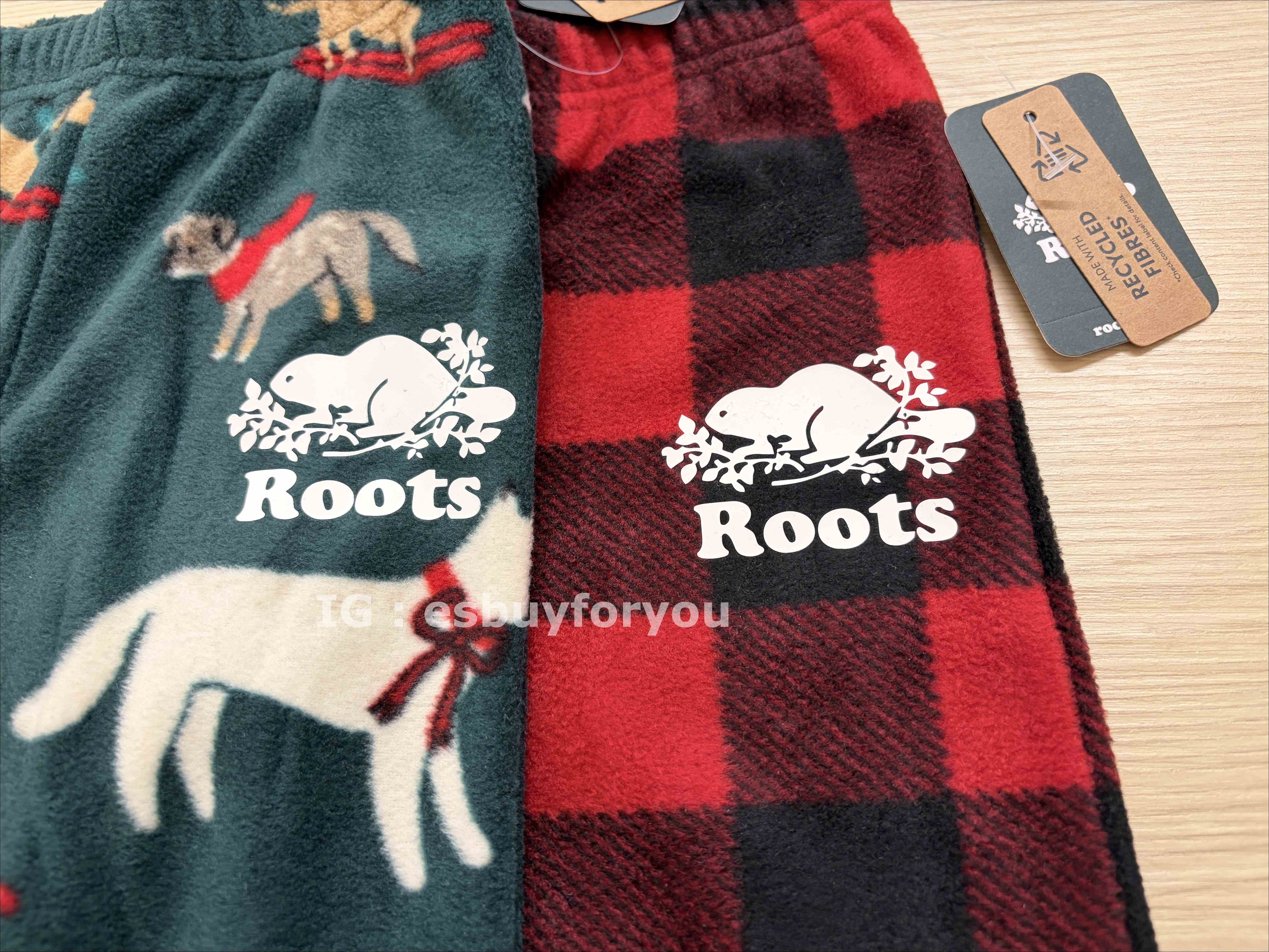 ROOTS 小童 格紋/冬季系列 搖立絨材質 刷毛 居家褲 (2色)
