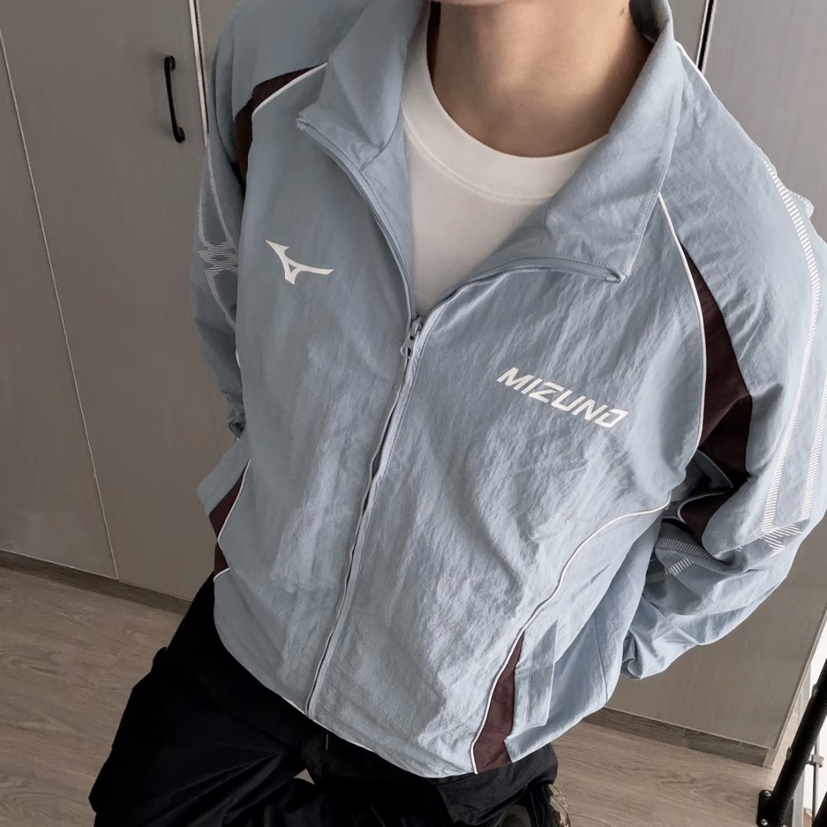 【代購】Mizuno 美津濃 美式街頭復古足球風拼接立領外套 男女同款 K2CE66EA