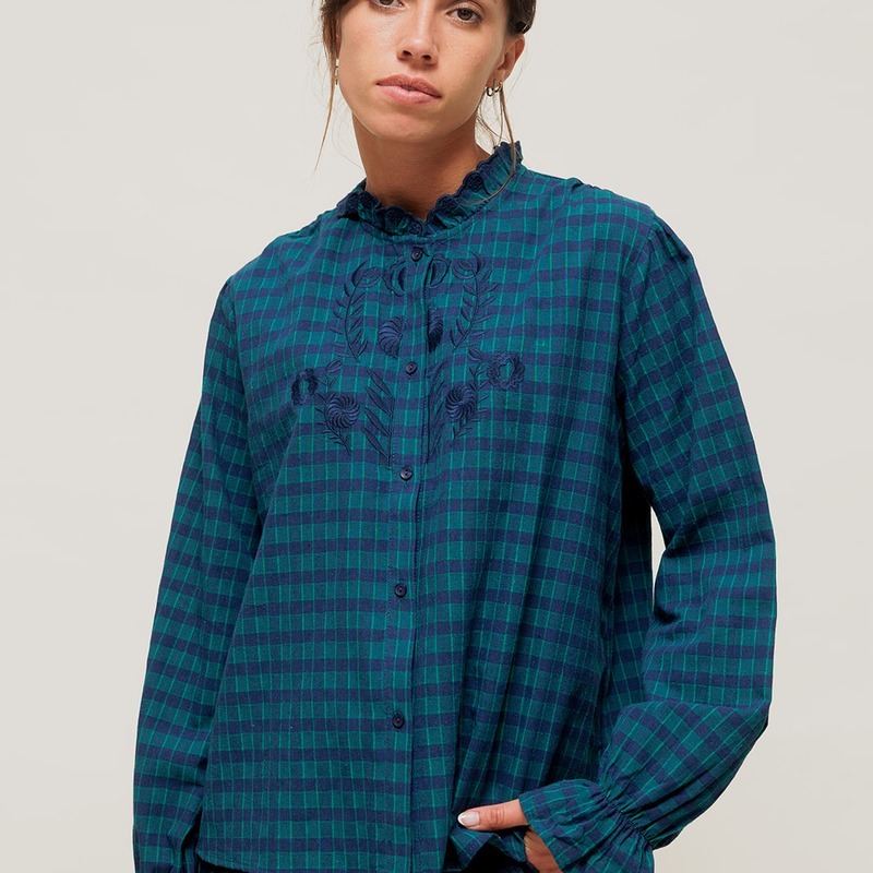 FRA-CCG1011-070 格紋刺繡恤衫 (A70S/A70M/A70L/A70XL)
