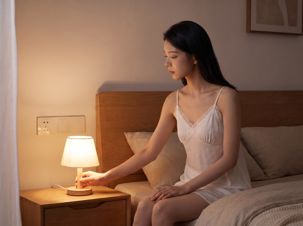 女性調整床頭燈_白睡衣