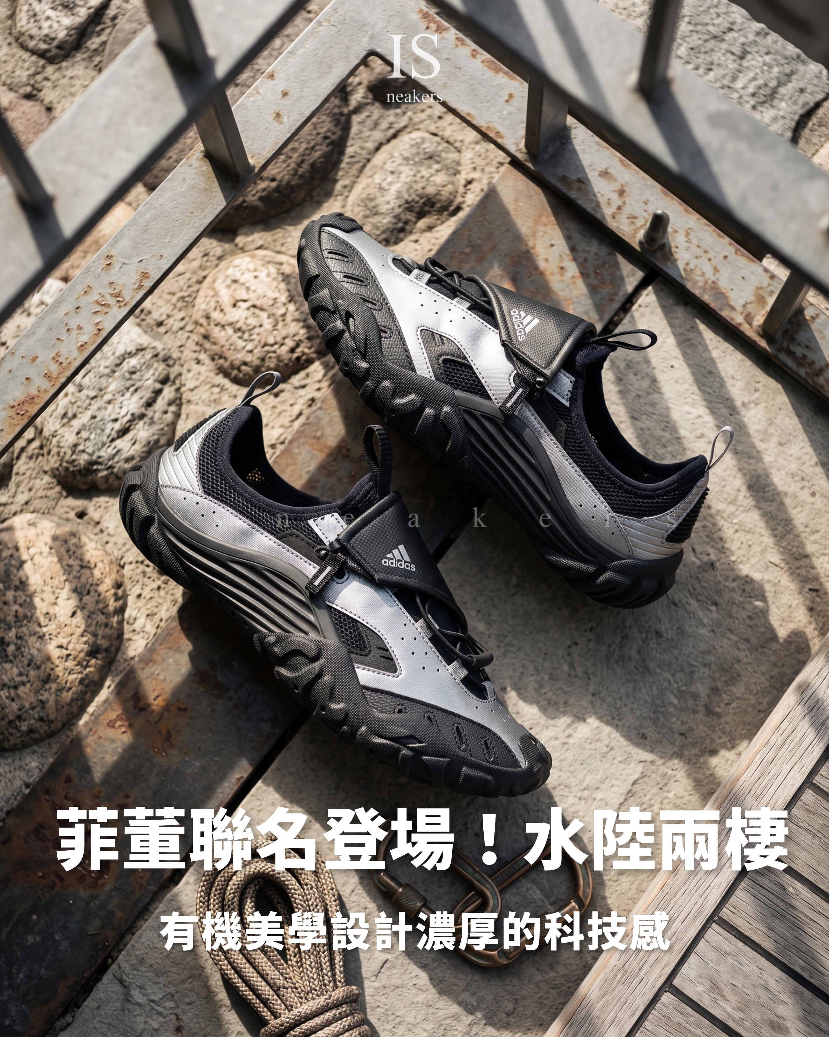 iSNEAKERS｜Pharrell Williams x adidas Watermoc "Black Silver" 黑銀 LB2841