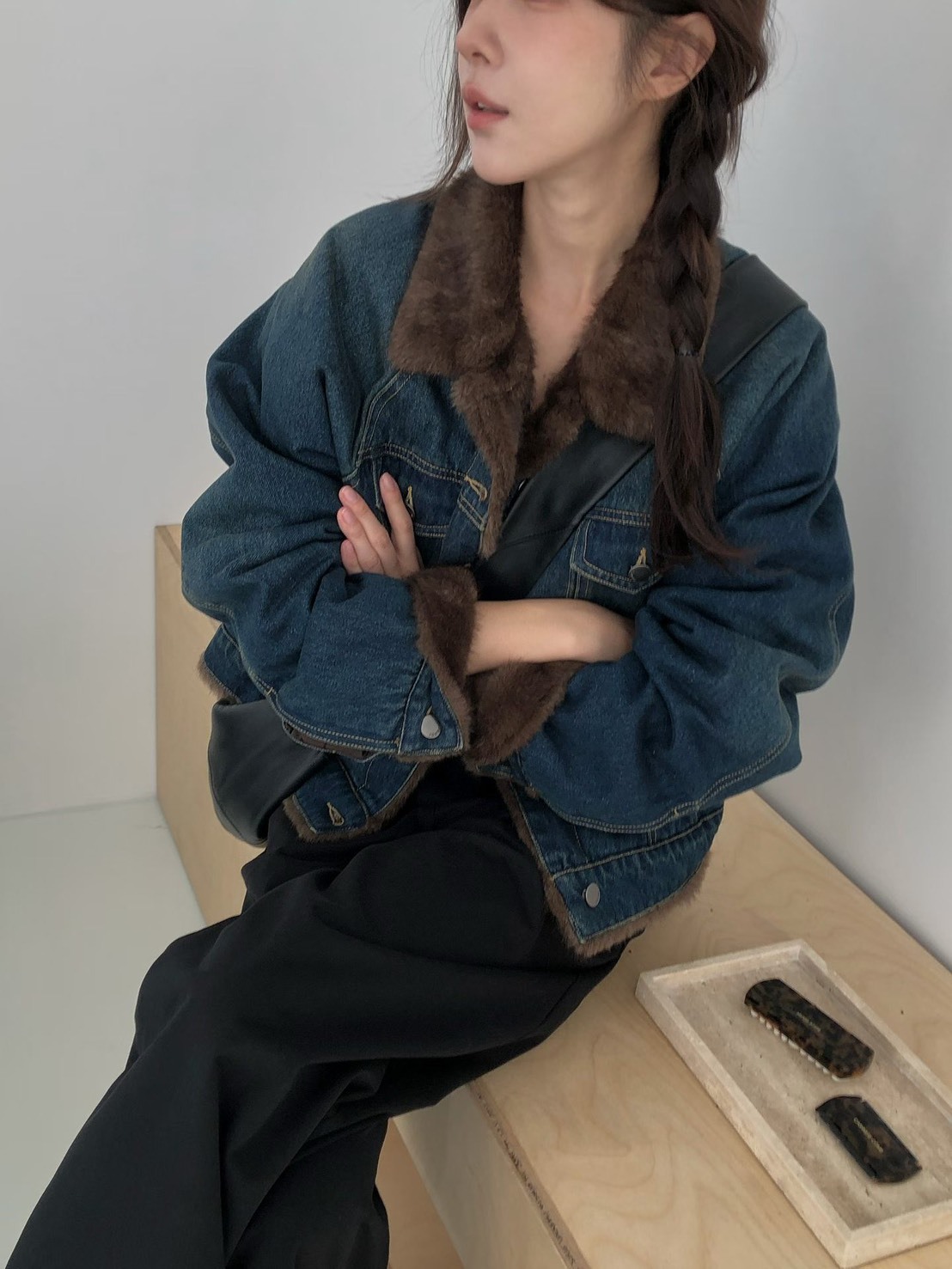 毛毛領毛袖牛仔夾克