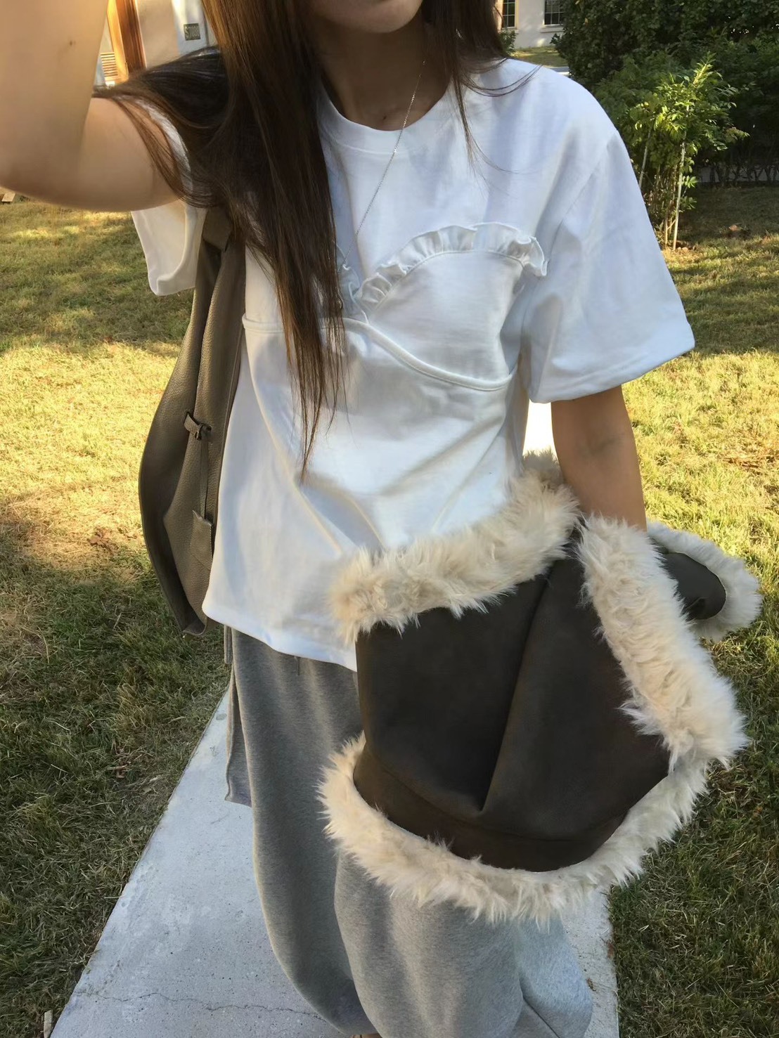 荷葉裝飾短袖T