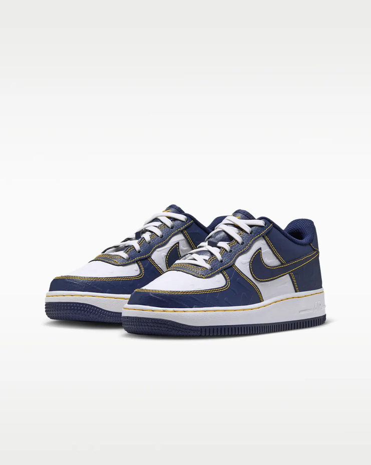 【預訂】 NIKE AIR FORCE 1 LE 深藍白浮雕剔-GS