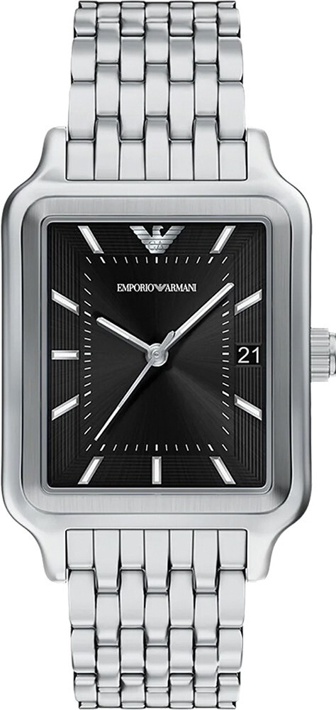 萬年鐘錶 - ARMANI  復古方形石英不鏽鋼男錶 AR11755 錶徑32MM