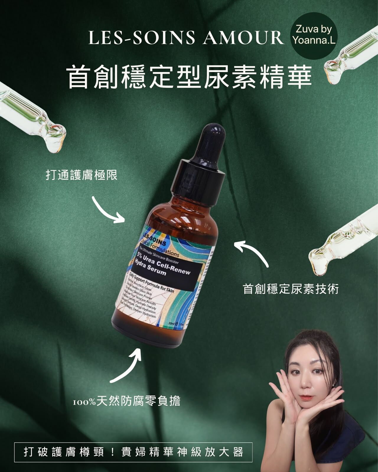 【打破護膚樽頸！貴婦精華神級放大器】💧 Les-Soins Amour 首創穩定型5%尿素精華30ML T553 🌿✨