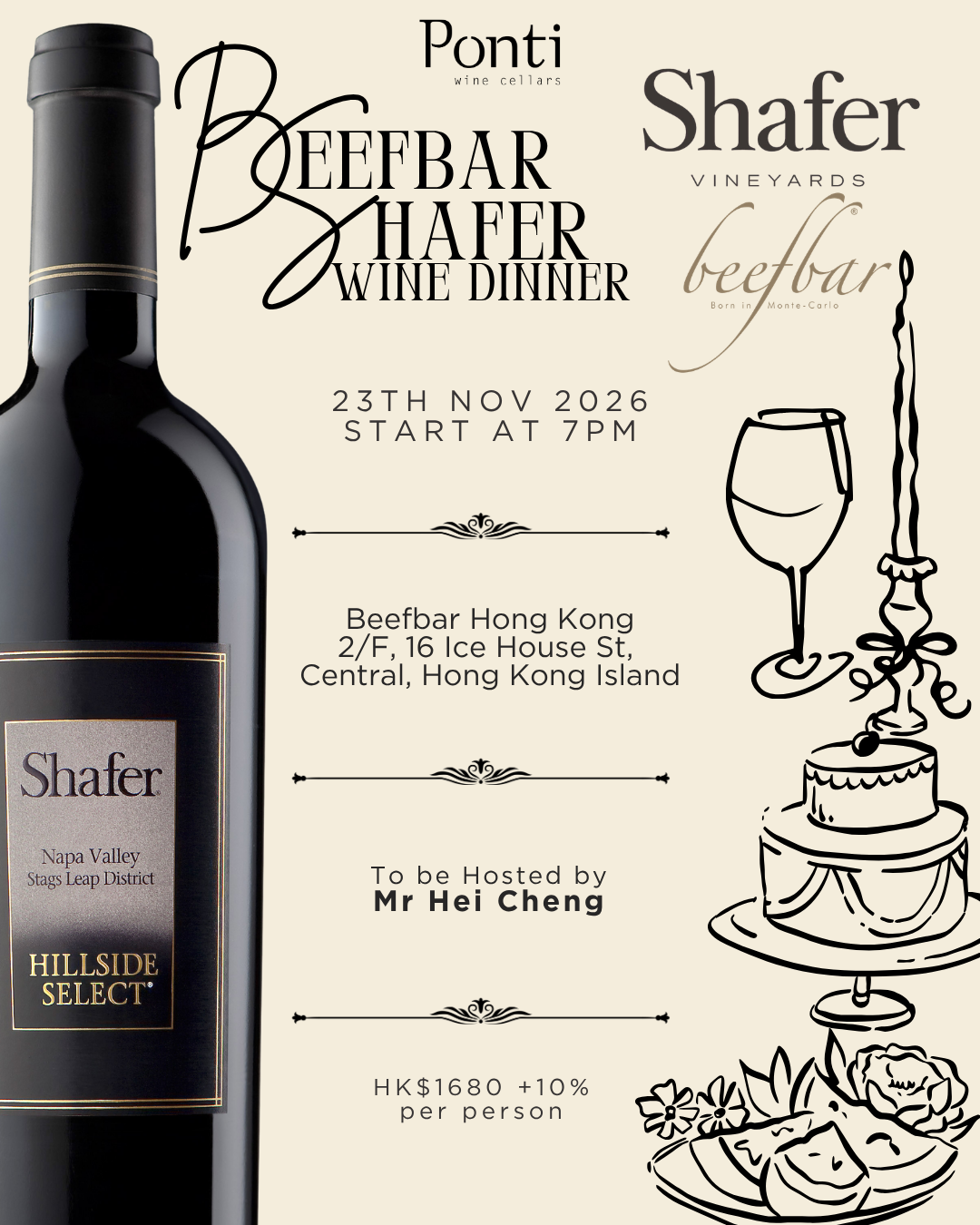 Shafer Wine Dinner at Beefbar (23 November, Monday)