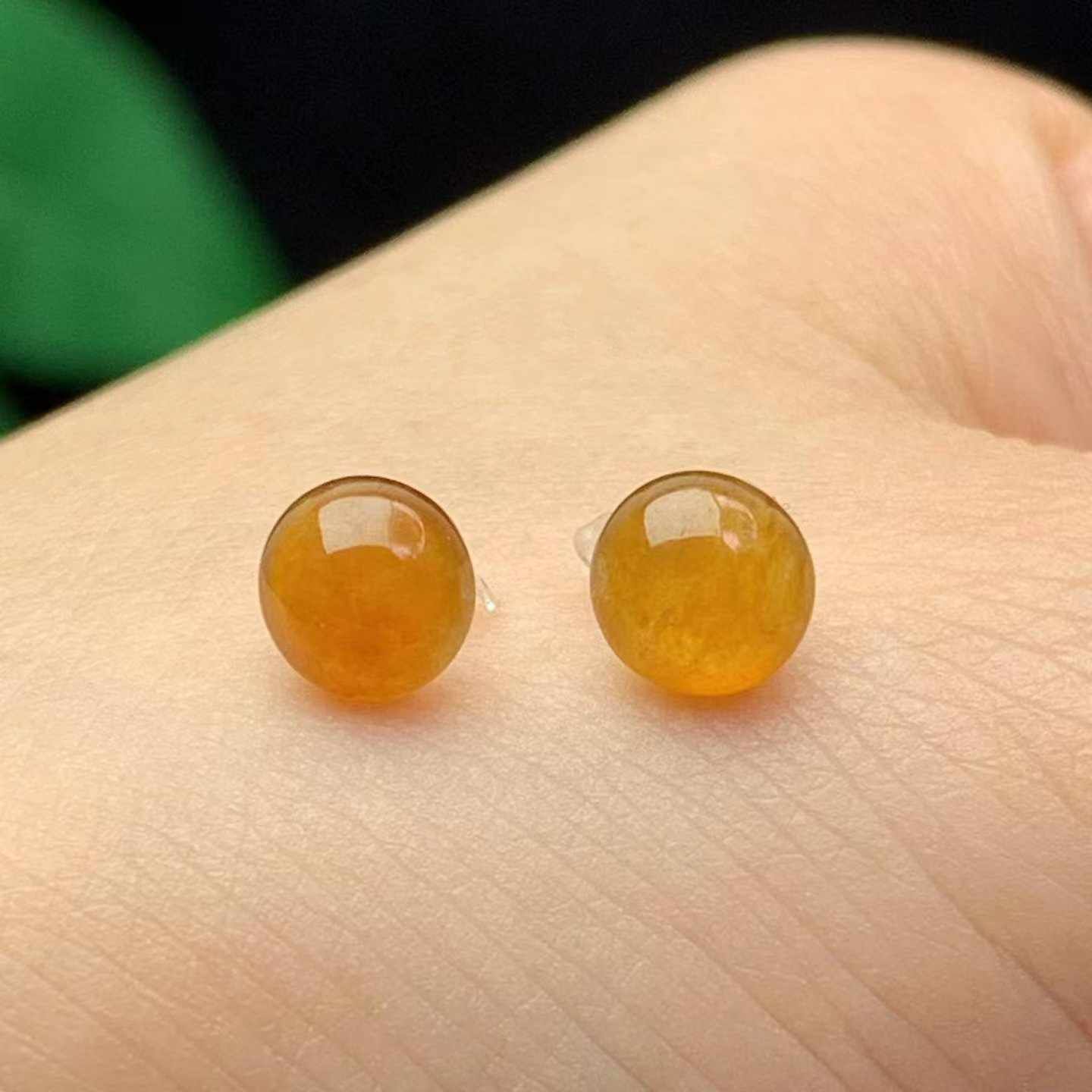翡翠黃翡蛋面一對,天然翡翠A玉, 緬甸玉, Jade, Jadeite