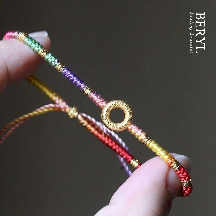 ＃西藏桑耶寺加持祝福－喜悅彩光祝福，六字真言平安環手繩