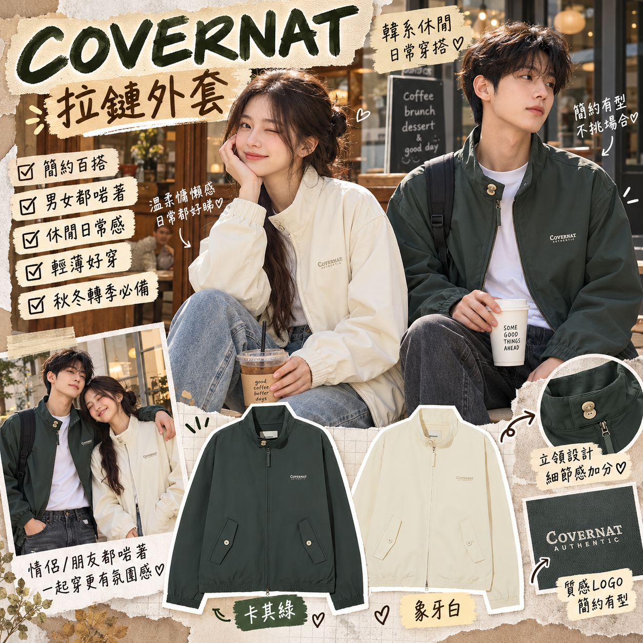 【預購】COVERNAT WKR092204 拉鏈外套