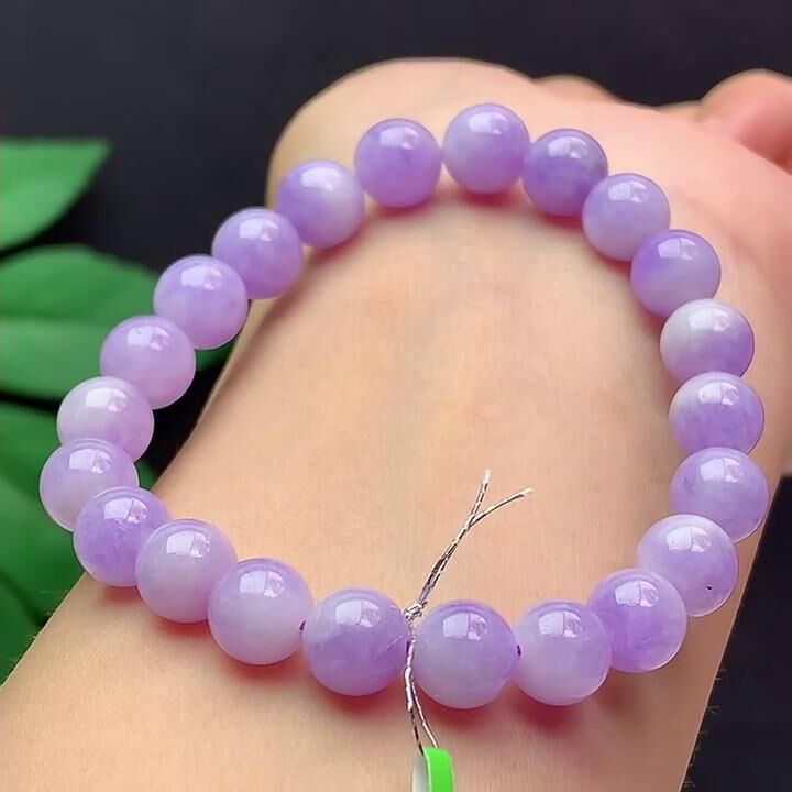 翡翠紫羅蘭手串 (8.1mm直徑),天然翡翠A玉, 緬甸玉, Jade, Jadeite