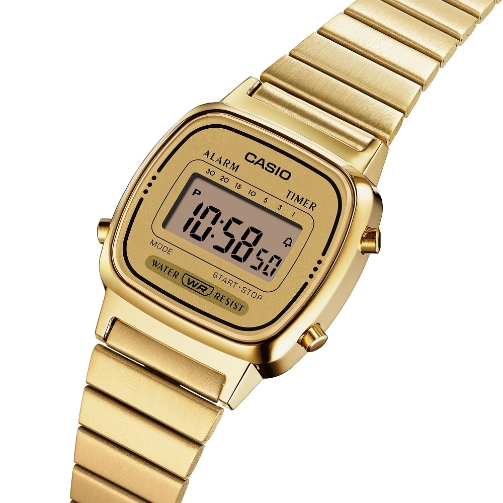 萬年鐘錶 - 卡西歐  CASIO 復古金色電子錶 / 女錶 LA670WGA-9 錶徑 24.6MM