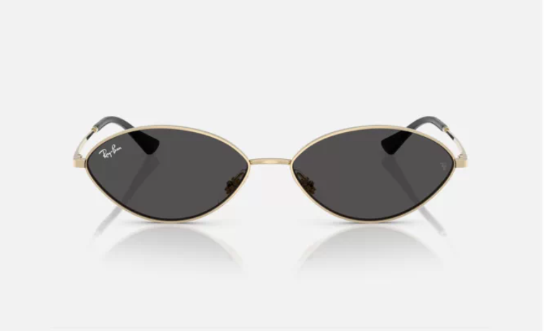 【RayBan】RB3757 921381-56mm 橢圓框太陽眼鏡♦ (淺金色|深灰偏光)