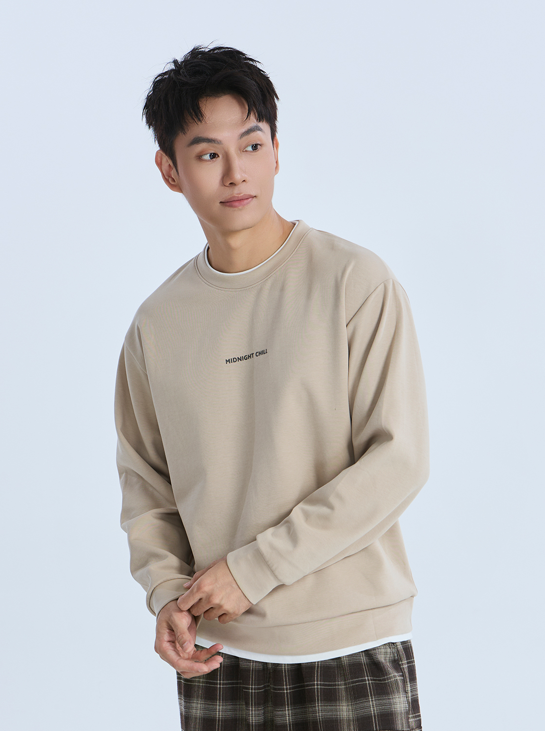 【期間限定】【Q彈呼吸棉】標語印花假兩件大學TEE