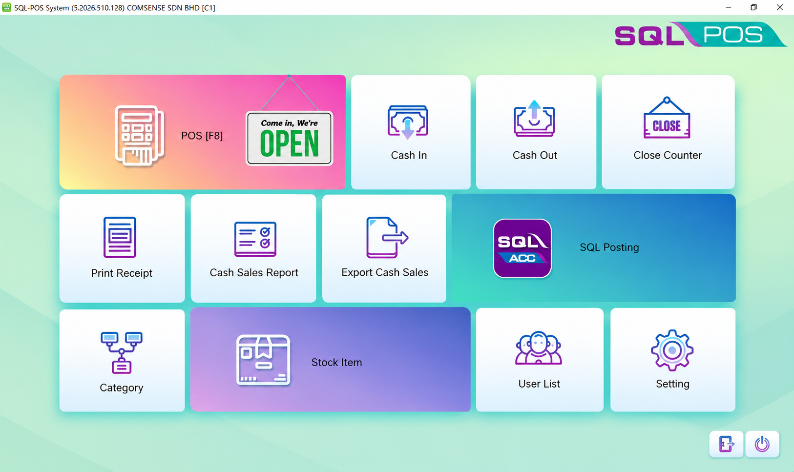 SQL POS main interface