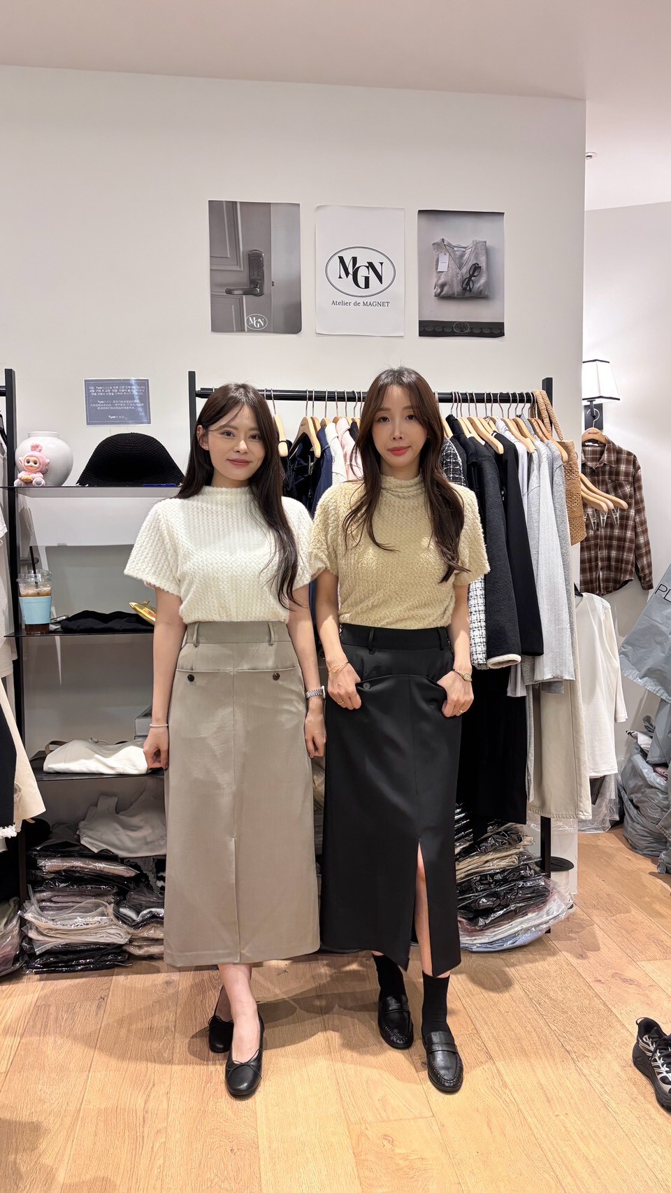 MN7114 高腰平口袋西裝半身裙