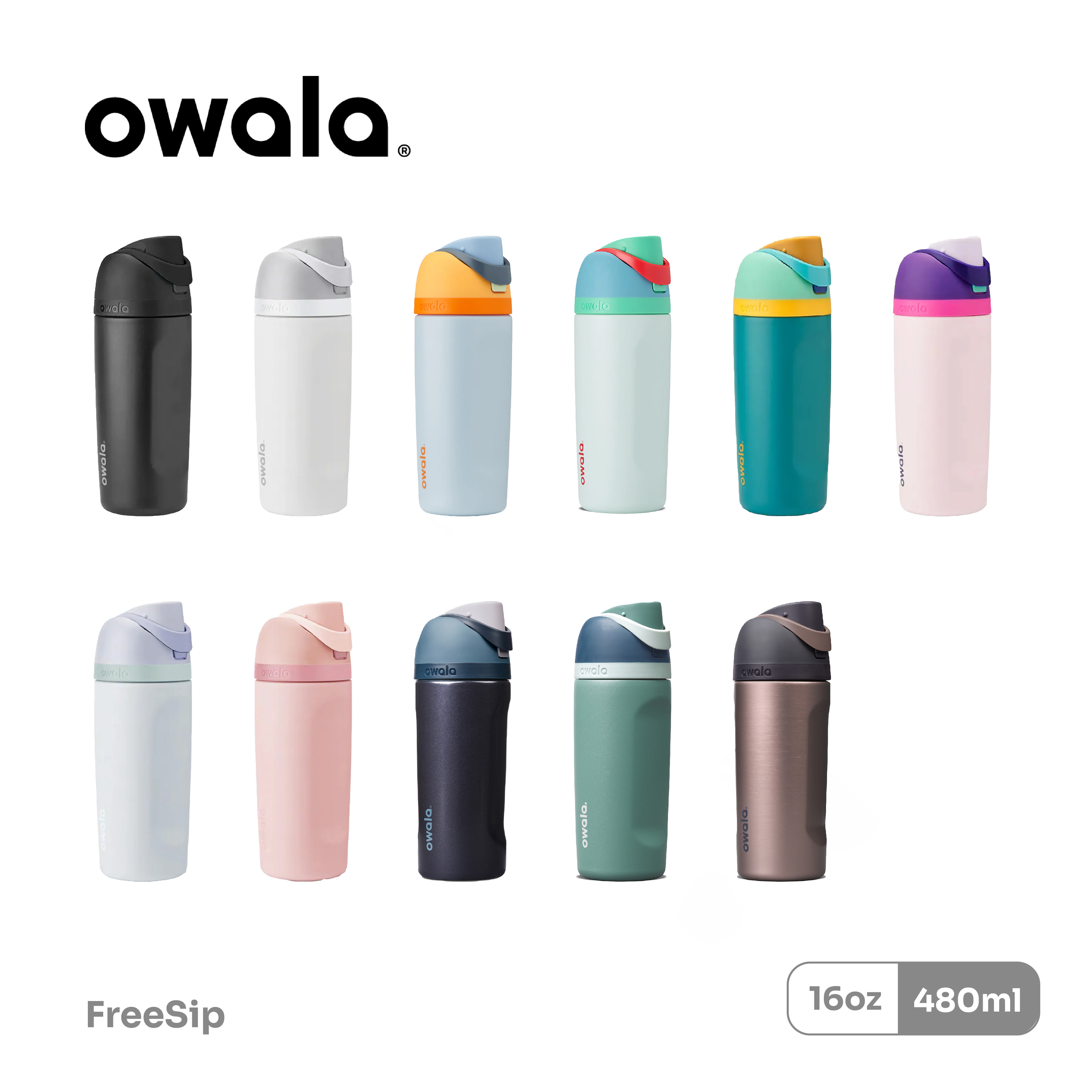 Owala® FreeSip 480ml / 16oz 不鏽鋼吸管保溫瓶