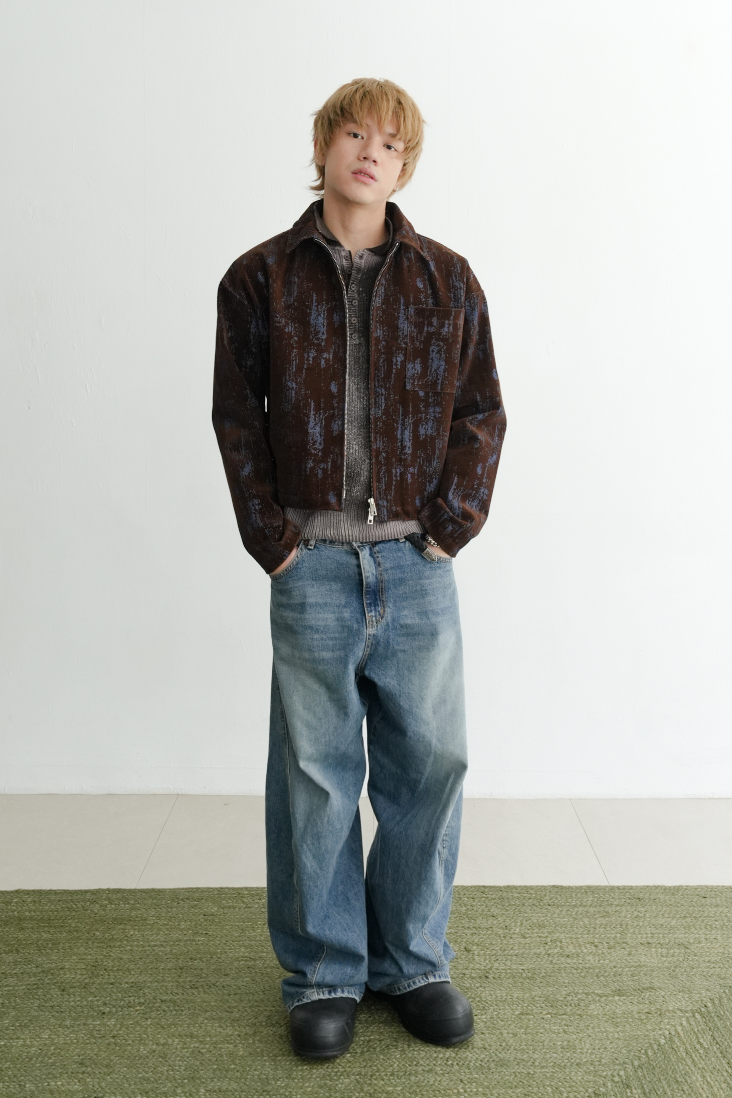 velvet denim cropped jacket #外套