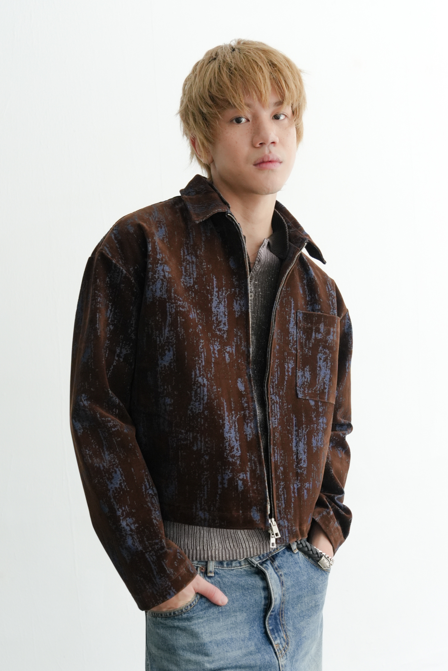 velvet denim cropped jacket #外套