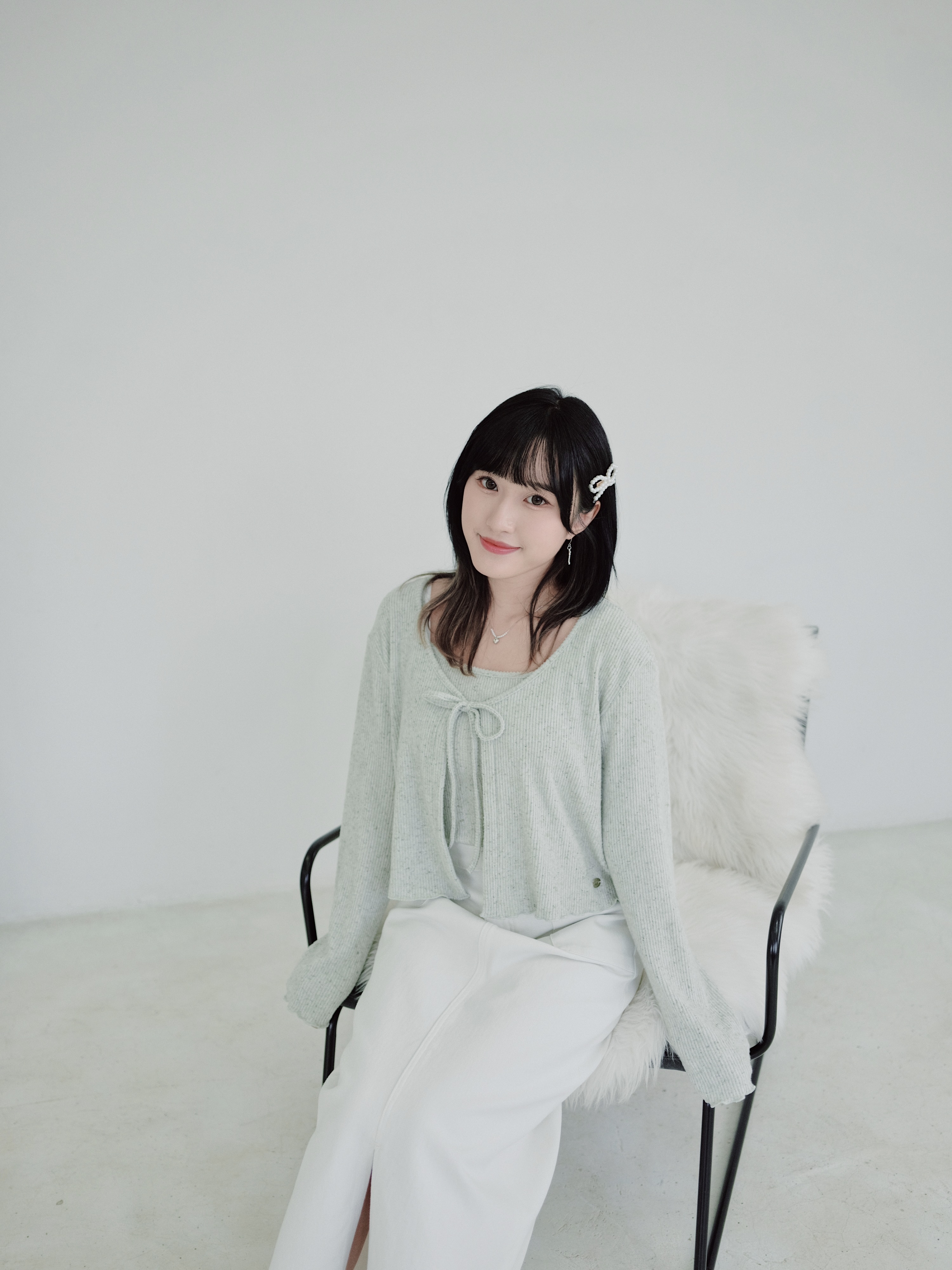 三色 / 絨面直坑紋長袖兩件套 / Brushed Ribbed Cami & Cardigan Twinset