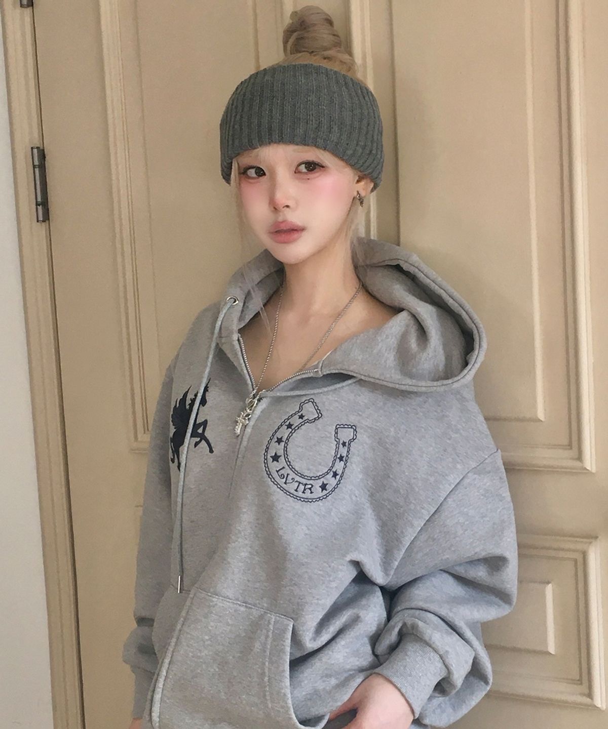 【預購】韓國 LUVISTRUE 金志垣實著 獨角獸 El Unicorn Hood Zip Up 刺繡 連帽 拉鍊 外套 長褲 套裝 IVE Liz同款
