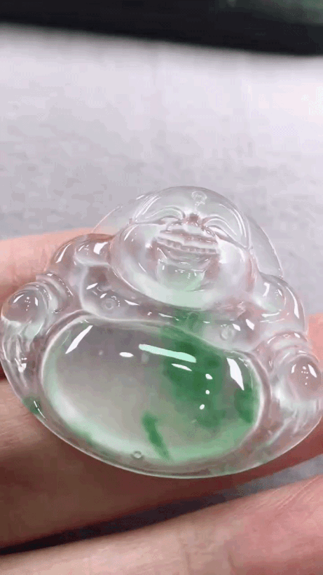 105350 翡翠玻璃種飄花佛公