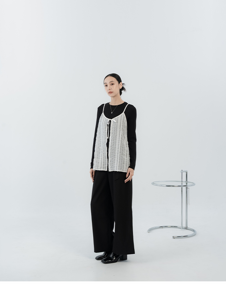 3D mesh jacquard spaghetti strap cover-up vest【01200123】in stock+pre-order