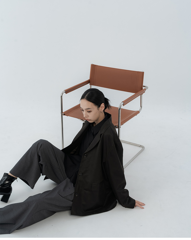 Distressed suede suit jacket with lapel - dark brown【02030591】in stock+pre-order