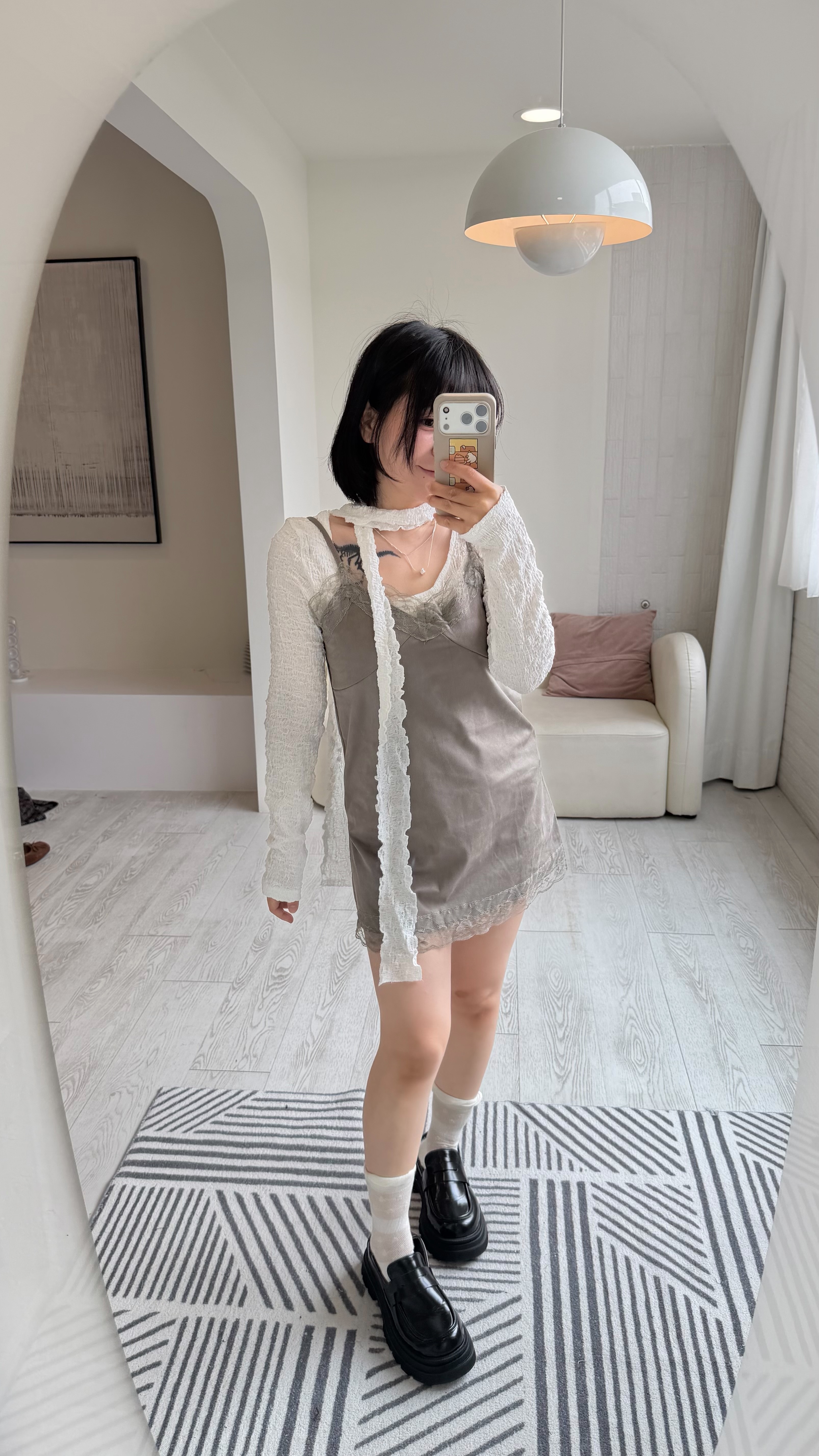 Suede lace vest dress