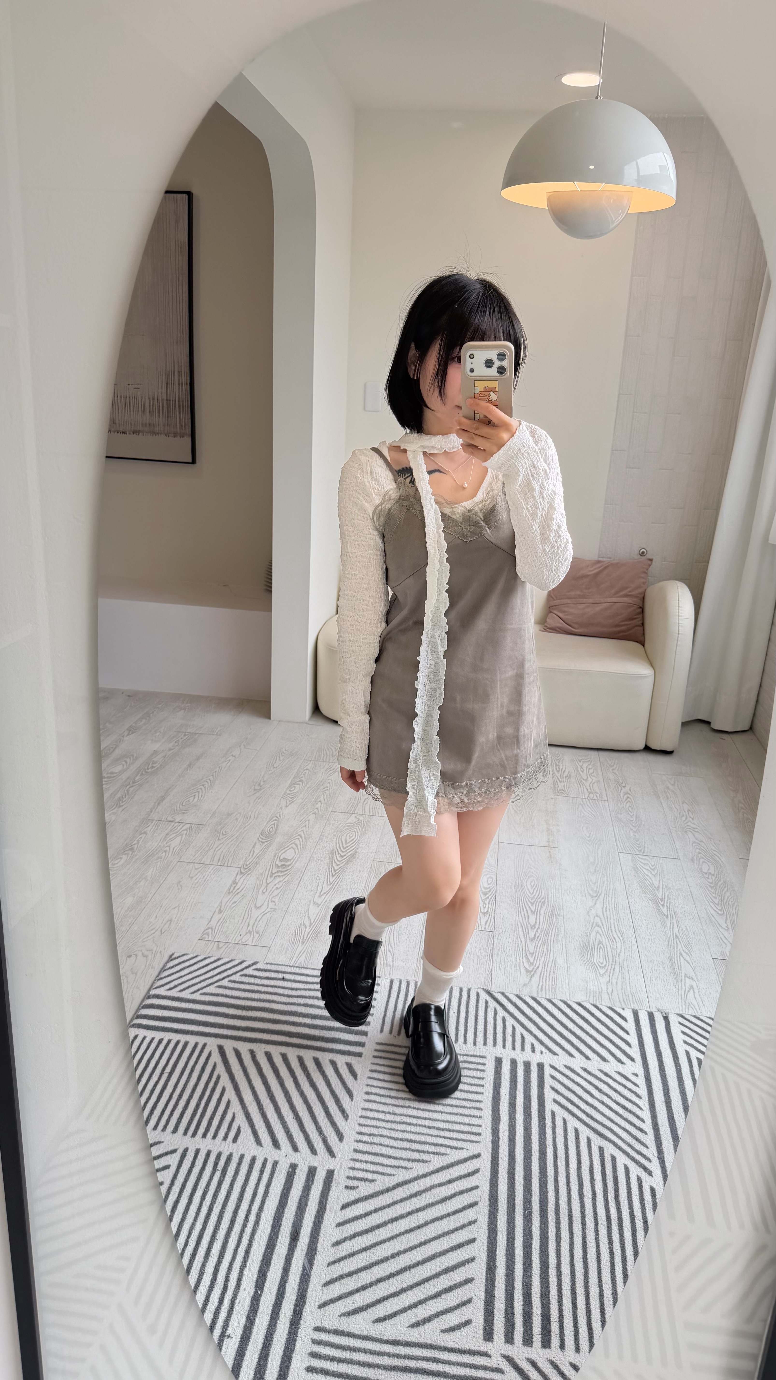 Suede lace vest dress