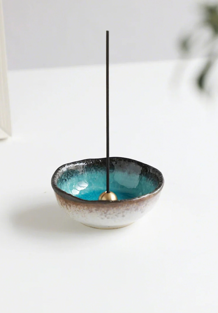 Asayu｜朝夕 迷你陶瓷線香座（海洋藍/珍珠白）