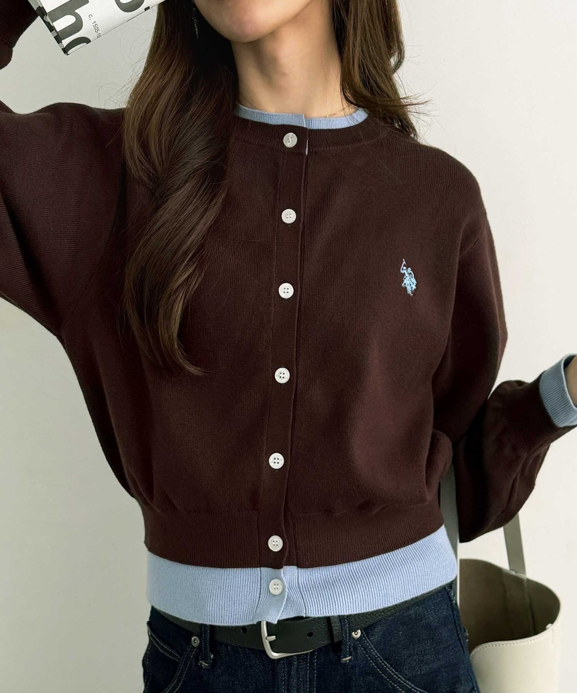 日本 U.S. POLO ASSN. x GeeRA 圓領 撞色 滾邊 針織 開襟外套 三色